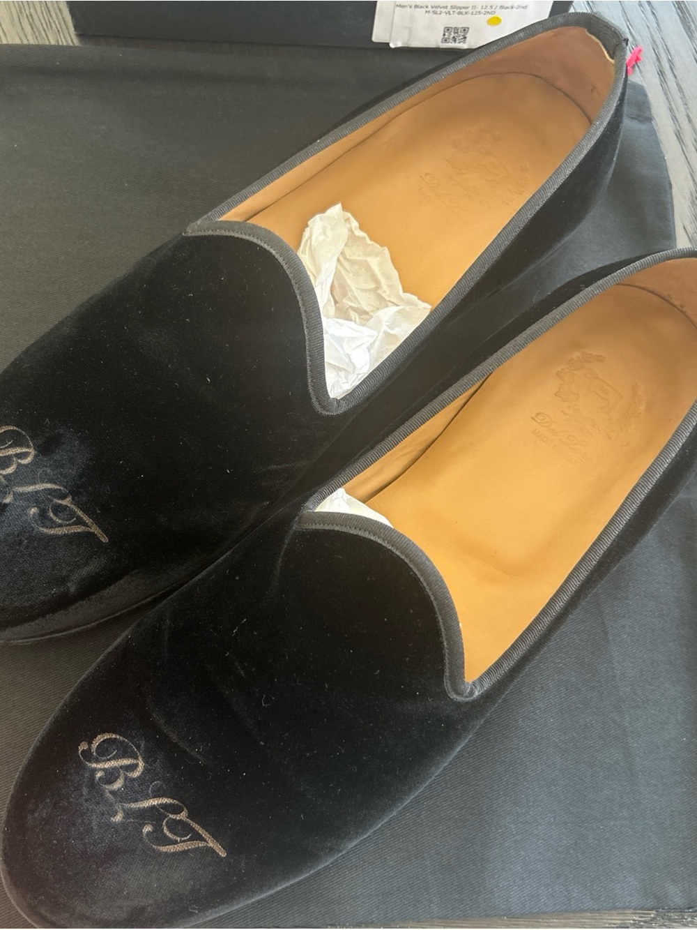 Men’s DEL TORO Made In Italy Black Velvet Slipper II Size 12.5 Great Condition